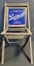 1920s Era Piedmont Tobacco Cigarettes Advertising Chair w/ Porcelain Sign