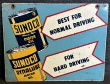 Sunoco Motor Oil Double Sided Painted Metal 1948 Hanging Advertising Sign