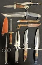 Lot of 9 Knifes & Daggars 2x Frost Cutlery Queen & King, 1992 Gil Hibben Set