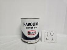 Texaco Havoline 20-20w Motor Oil Full Gall New Old Stock Can Has Denting At Bottom