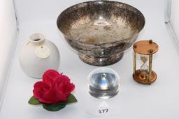 What nots. Silver bowl, Napoleon Rose and other items.
