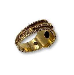 Vintage Etruscan Style 14K Gold and Gemstone Ring