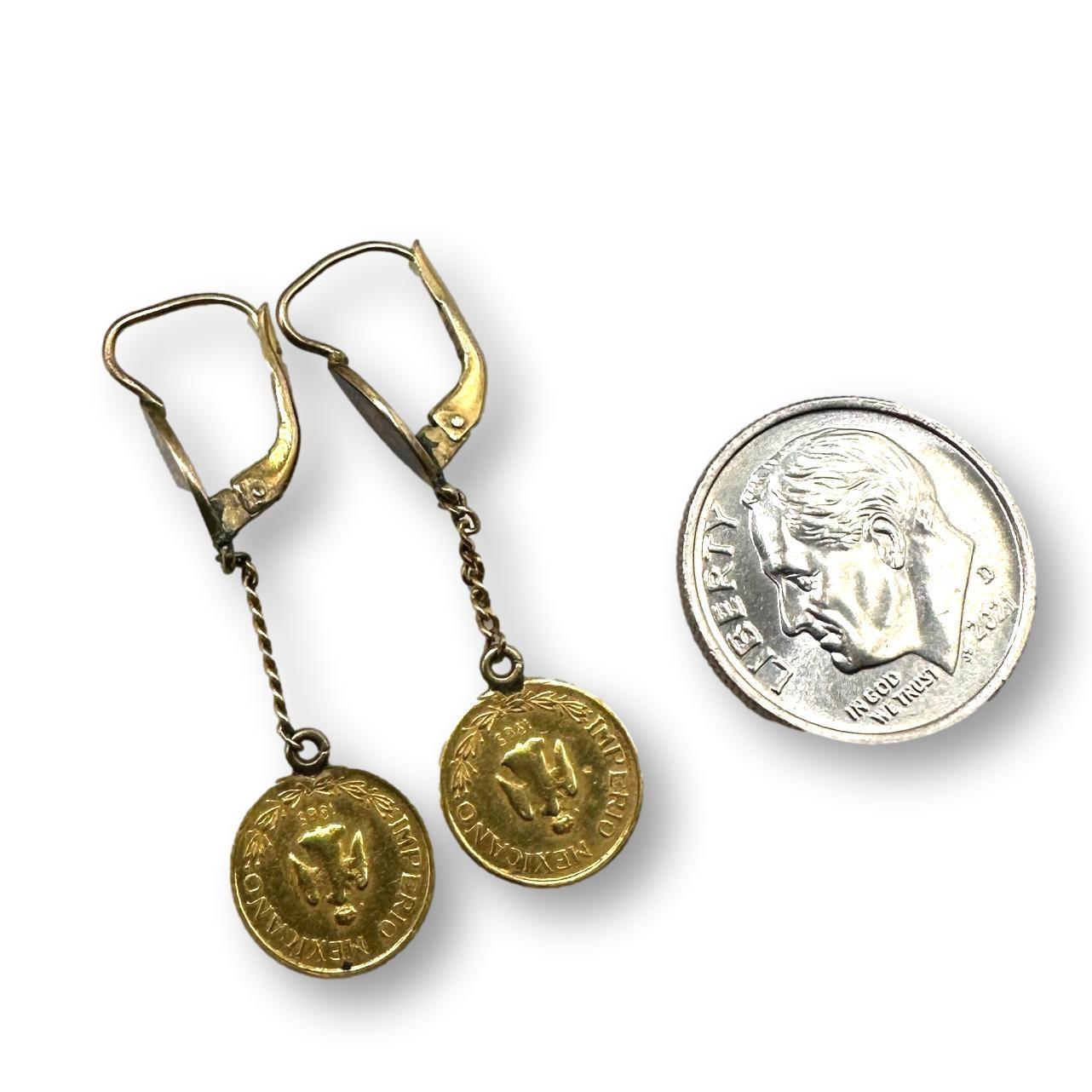1865 Maximiliano Emperador Mexican Coin Earrings