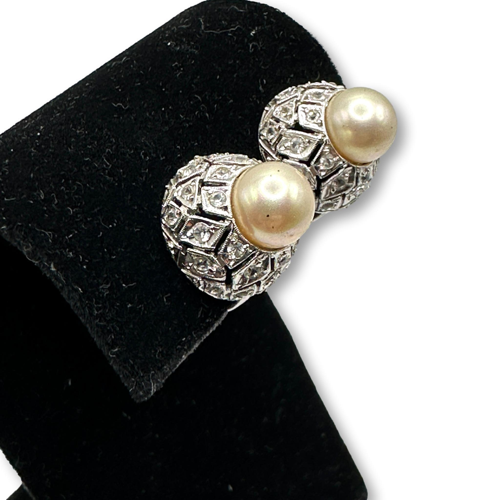 Pair of Sterling Silver and Pearl Omega Back Earrings