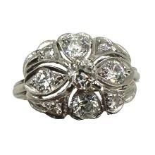 Vintage Sparkling Diamond Ring in 14K White Gold