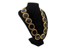 Vintage Ladies Gold-tone & Black Statement Necklace
