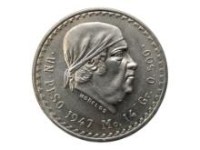 1947 Mexican Peso - Morelos - 50% Silver
