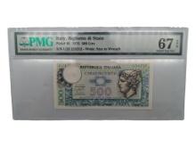 1976 500 Lire Italy - PMG Graded 67