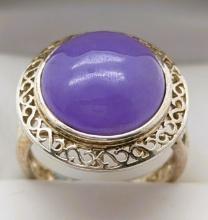 Sterling Silver Lavender Cabochon Ladies Ring - size 9