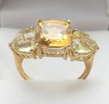 Citrine and Lemon Quartz Ladies Ring - size