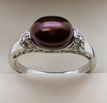 Sterling Silver Plum stone Ladies Ring - size 9