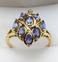 Tanzanite Cluster Ladies Ring - size 8.5