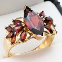 Garnet Marquise Cut Ladies Ring - size 9