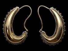 14K Gold Two-tone Crescent Earrings