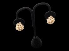 Sterling Silver Gold tone Cluster Fashion Pearl Earrings