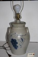 Crock Pottery Lamp with Grape Décor