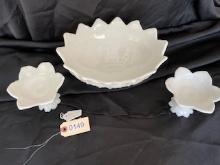 Westmoreland Milk Glass Bowl and accessories