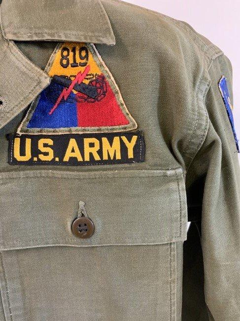 US ARMY HBT COMBAT JACKET AND PANTS 1950's - 1960's NAMED