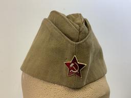 WWII STYLE SOVIET RUSSIAN PILOTKA HAT CAP WITH RED STAR