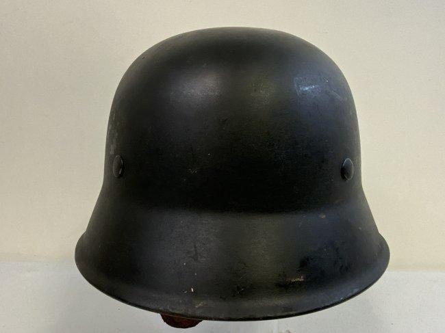 WWII GERMAN M34 FIRE / POLICE BLACK HELMET
