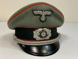 WWII GERMAN ARMY ARTILLERY OFFICER VISOR HAT CAP