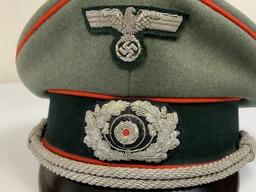 WWII GERMAN ARMY ARTILLERY OFFICER VISOR HAT CAP
