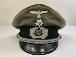 WWII GERMAN ARMY JAGER OFFICERS VISOR HAT CAP