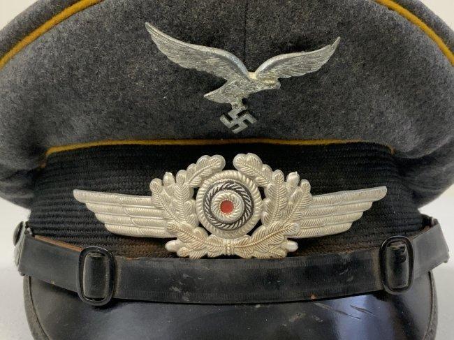 WWII GERMAN LUFTWAFFE NAMED FLIGHT NCO OFFICER VISOR CAP