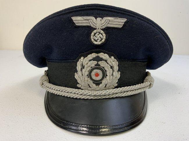 WWII GERMAN NAVY KRIEGSMARINE BLUE TOP ADMINISTRATIVE OFFICER VISOR HAT