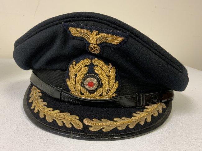 WWII GERMAN NAVY KRIEGSMARINE NAMED HIGH RANKING OFFICER BLUE VISOR CAP