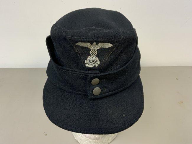 WWII GERMAN M43 BLACK PANZER LATE WAR SS FIELD CAP HAT