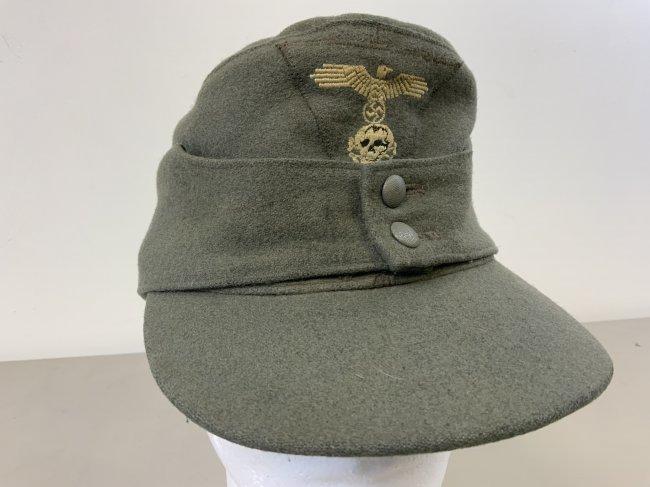 WWII GERMAN WAFFEN SS EM/NCO M43 LATE WAR FIELD HAT CAP