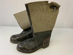 WWII GERMAN WINTER WARM FELT TOP BOOTS RB NUMBERED DATED 1943