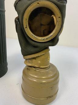 WWII GERMAN AFRIKA KORPS GAS MASK AND FILTER WITH CANISTER