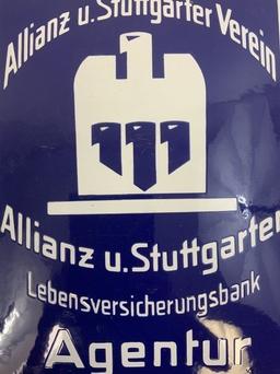 THIRD REICH GERMAN LIFE INSURANCE BANK AGENT PORCELAIN BUILDING SIGN