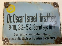 VINTAGE GERMANY JEWISH DOCTOR ASSISTANCE SERVICES PORCELAIN SIGN