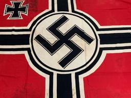 WWII GERMAN NAVY VERY LARGE SIZE KRIEGSMARINE BATTLESHIP FLAG
