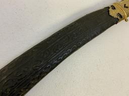 ANTIQUE INDIAN GOLD DECORATED FITTINGS TULWAR SWORD