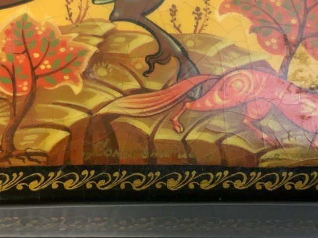 RUSSIAN TRADITIONAL HAND PAINTED LACQUER BOX CHOLUI SIGNED