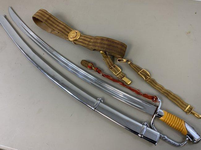 WWII SOVIET GENERAL MARSHAL PARADE M1940 SHASHKA SWORD COMPLETE WITH KNOT AND BELT
