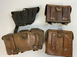 VINTAGE RUSSIAN / FINISH / YUGOSLAVIAN LOT OF 4 AMMUNITION LEATHER POUCHES