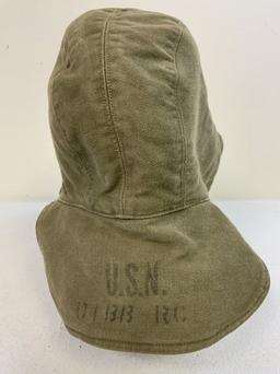 WWII US NAVY CANVAS DECK HAT