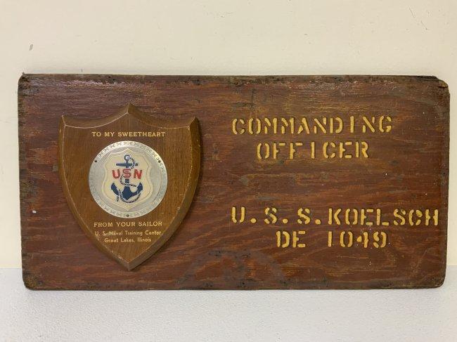 VINTAGE US NAVY USS KOELSH  NAVAL TRAING ACCADEMY DISPLAY PLAQUE