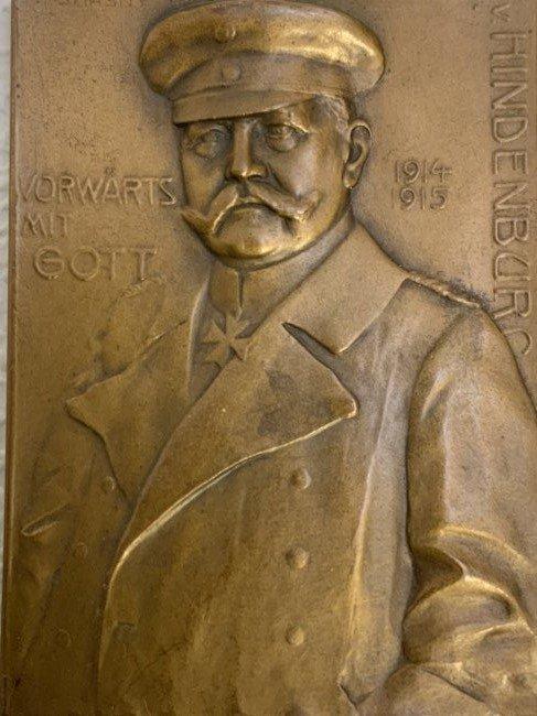 WWI IMPERIAL GERMANY BRONZE HINDENBURG 1914 - 1915 PLAQUE
