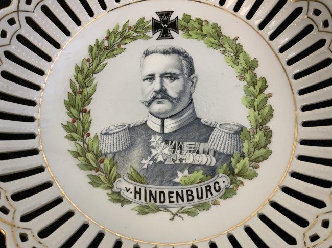 ANTIQUE WWI ERA IMPERIAL GERMAN PAUL VON HINDENBURG PORCELAIN PLATE