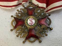 IMPERIAL RUSSIA ORDER OF ST. STANISLAUS IInd CLASS ON THE NECK RIBBON