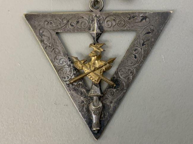 ANTIQUE MASONIC KNIGHT 19TH C. SILVER MEDAL DECORATION