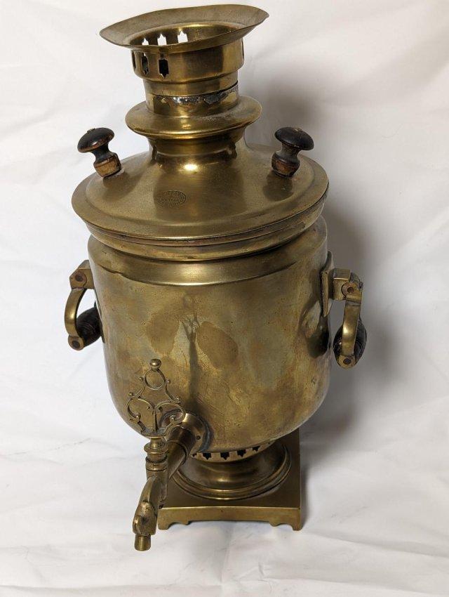 ANTIQUE IMPERIAL RUSSIAN SMALL SIZE BRASS SAMOVAR TEA KETTLE