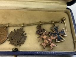 IMPERIAL GERMANY MINIATURE CHAINED GROUP MEDALS WITH ORIGINAL BOX