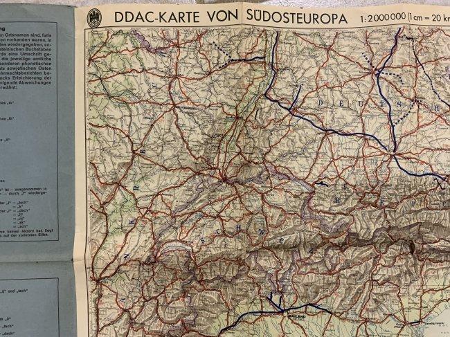 NAZI GERMANY DDAC GERMAN AUTOMOTIVE CLUB EUROPEAN ROAD MAP